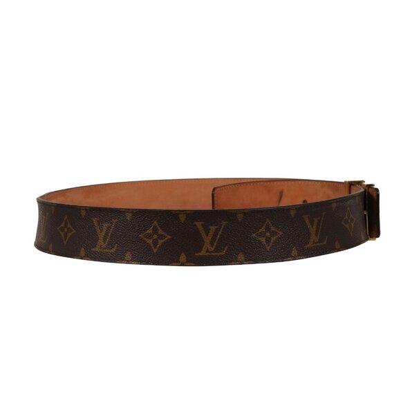 Louis Vuitton Monogram LV Initials Buckle Belt 90 36 Brown Coated Canvas Gold - Picture 6 of 10